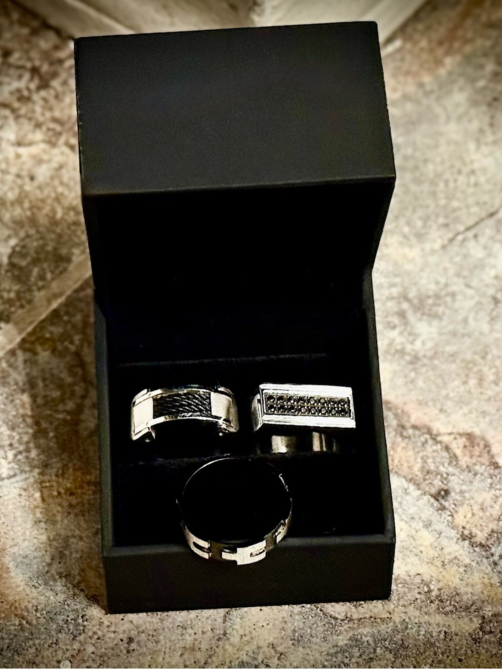 3 Badass Silver & Black Rings For Men